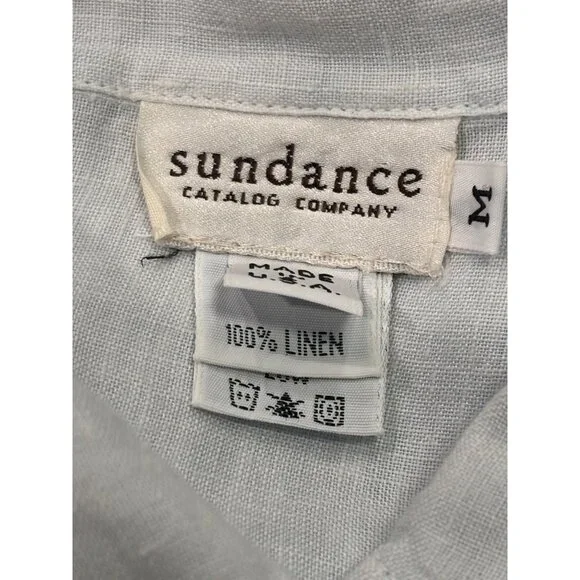 Sundance Catalog Linen Western Shirt Women M Pearl Snap Cowboy Boho USA Made - Picture 5 of 10